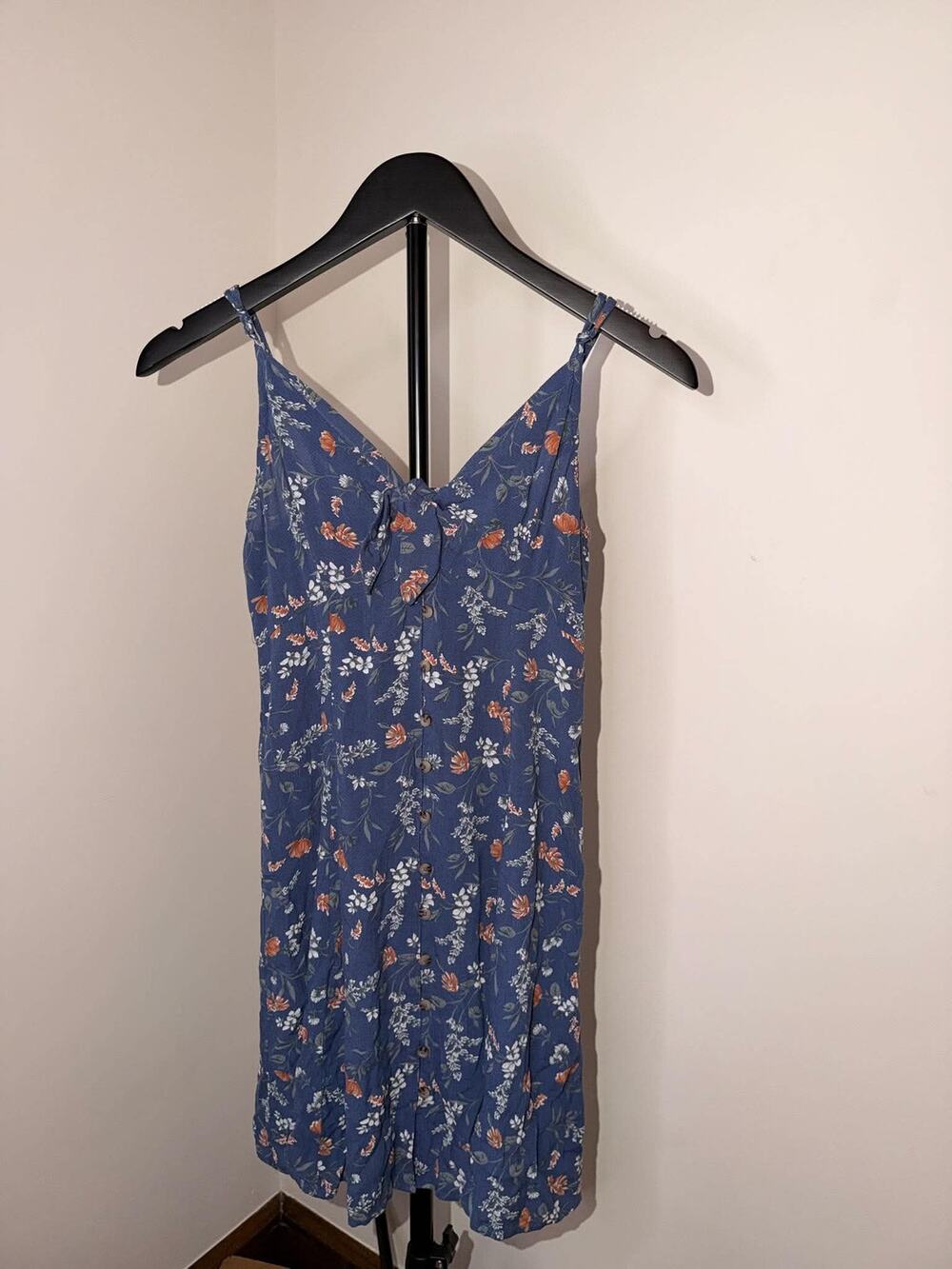 American Eagle Blue Floral Button Front Tie Bust Dress Women’s XS